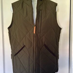 J.CREW Men's Sussex Quilted Vest in HunterGreen, Corduroy Collar, Size XS, NWOT